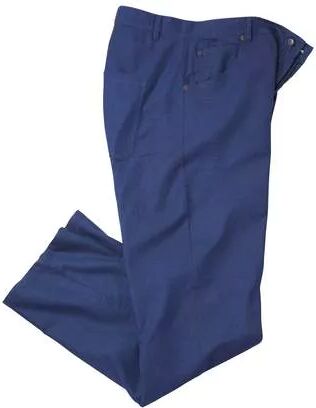 Atlas for Men Men's Blue Cotton/Linen Stretch Trousers  - BLUE - Size: W46