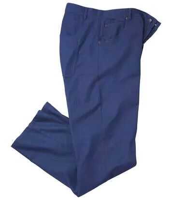 Atlas for Men Men's Blue Cotton/Linen Stretch Trousers  - BLUE - Size: W40