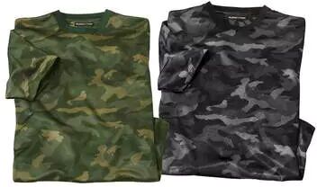 Atlas for Men Pack of 2 Men's Camouflage T-Shirts - Green Black  - CAMOUFLAGE - Size: L