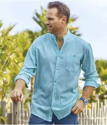 Atlas for Men Men's Turquoise Crepon Shirt  - SKY BLUE - Size: 3XL