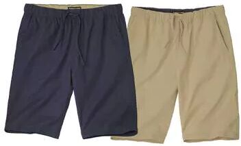 Atlas for Men Pack of 2 Men's Canvas Shorts - Beige Navy  - BEIGE - Size: L