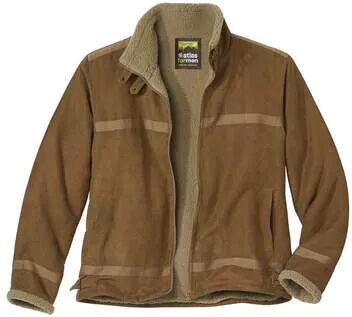 Atlas for Men Men's Camel Full Zip Faux-Suede Jacket - Sherpa Lining - Water-Repellent  - LIGHT BROWN - Size: L