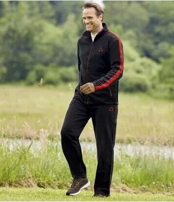 Atlas for Men Men's Sporty Fleece Tracksuit - Black Red  - BLACK - Size: 4XL