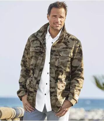 Atlas for Men Men's Full Zip Camouflage Safari Jacket - Khaki  - CAMOUFLAGE - Size: 3XL