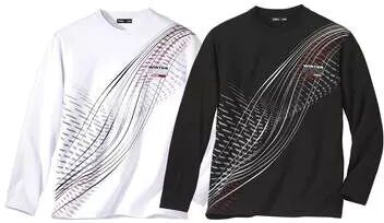 Atlas for Men Pack of 2 Men's Graphic Print Long-Sleeved Tops - Black White  - WHITE - Size: XL