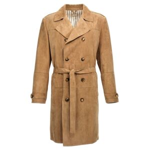 Brunello Cucinelli Suede Trench Coat - Beige - male - Size: Large