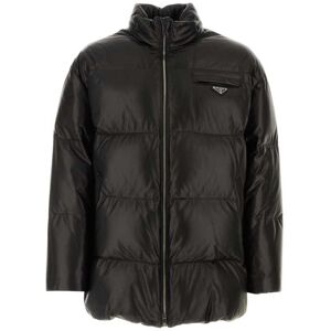 Prada Black Nappa Leather Down Jacket - NERO - male - Size: 46