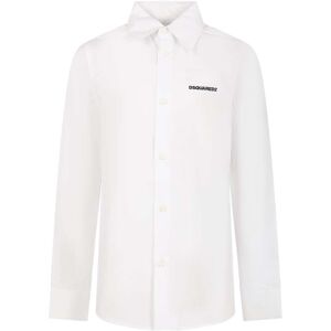 Dsquared2 White Shirt For Boy With Logo - White - male - Size: 8