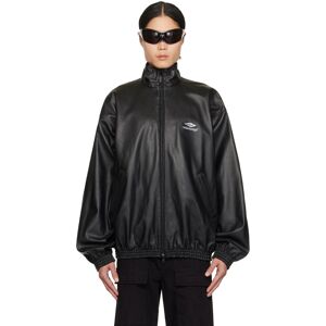 Balenciaga Black Embroidered Leather Jacket  - BLACK - Size: Large - Gender: male