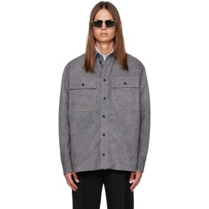 Bottega Veneta Gray Printed Leather Shirt  - 1307-CHARCOAL MELAN - Size: IT 48 - Gender: male