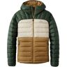 Men's Down Hooded Jacket, Colorblock Fatigue Green/Deep Balsam Large, Synthetic L.L.Bean