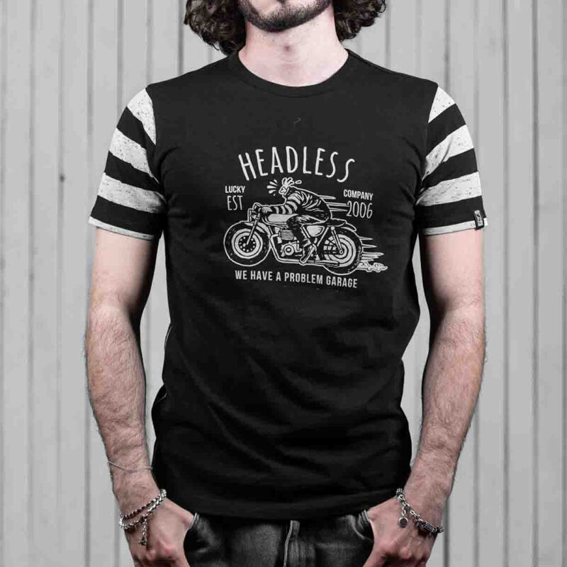 clothesoutdoor Retro Motorcycle Stripe Contrasting Short-Sleeved T-Shirt