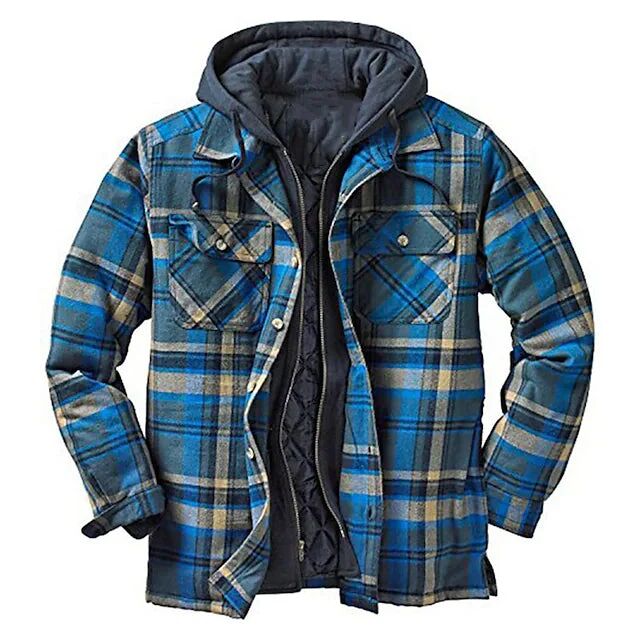 DailySale Men's Winter Parka Jacket Cotton Hooded Shirt Jacket