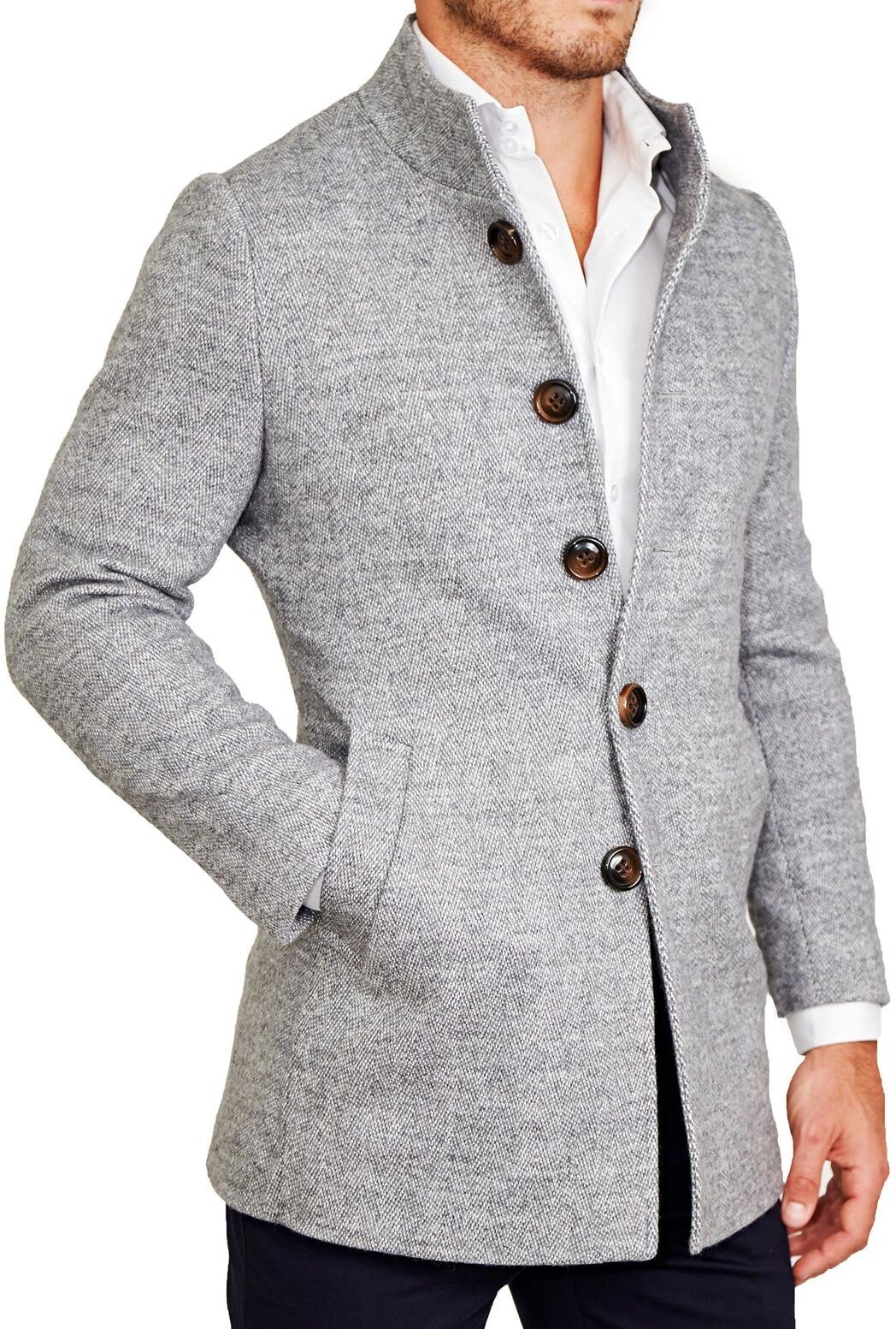 StateLiberty Grey Open Button Overcoat