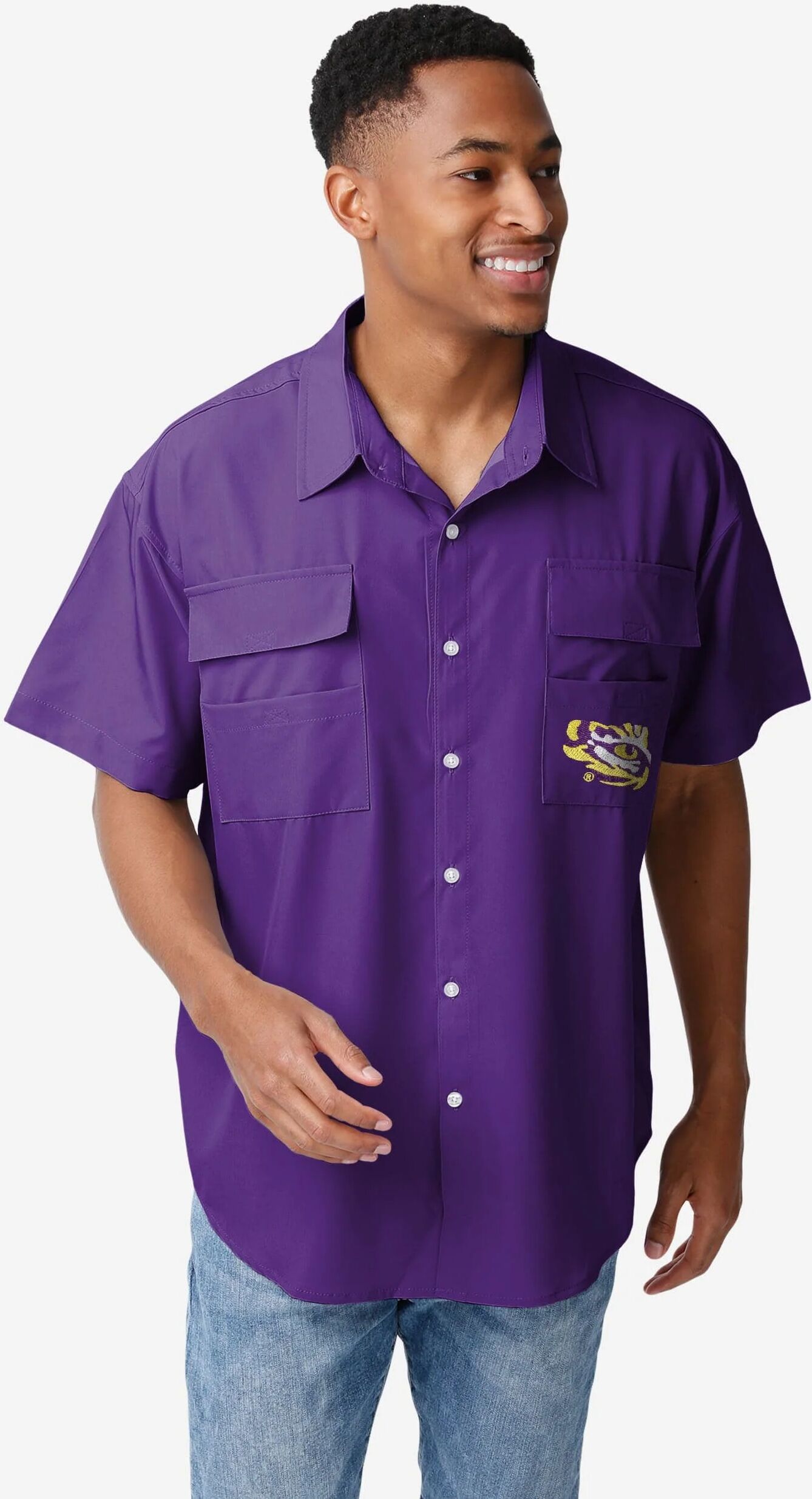 FOCO LSU Tigers Gone Fishing Shirt - L - Men