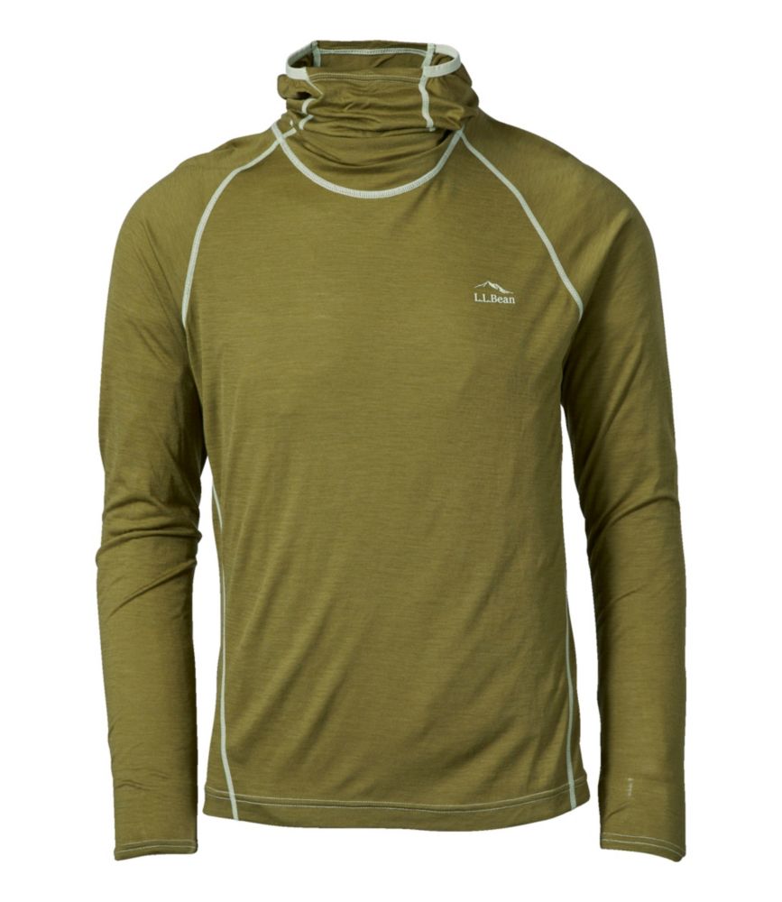 Men's Cresta Wool Ultralight 150 Base Layer - Long Underwear, Hoodie Forest Sage Large L.L.Bean