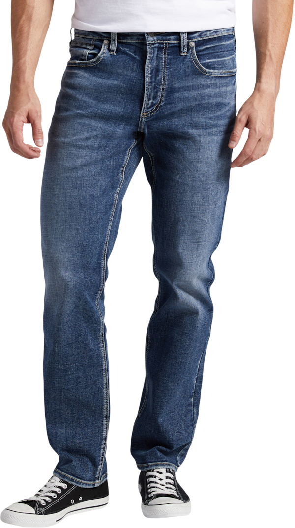 Silver Jeans Men's Eddie Athletic Fit Tapered Jeans Medium Wash - Size: 34W x 32L - Medium Wash - male