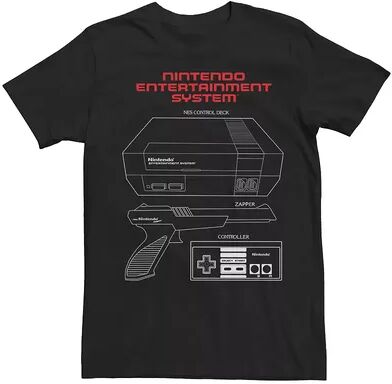 Licensed Character Men's NES Zapper Schematic Tee, Size: Large, Black