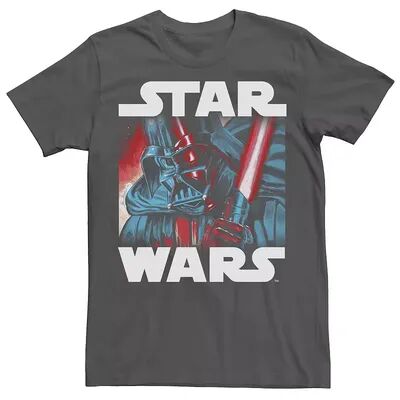 Licensed Character Men's Star Wars Darth Vader Saber Up Close and Personal Graphic Tee, Size: 3XL, Grey