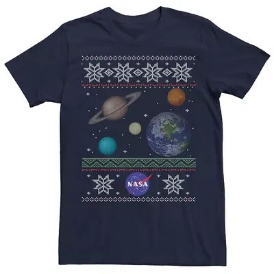 Licensed Character Men's NASA Solar System Ugly Christmas Sweater Tee, Size: 3XL, Blue