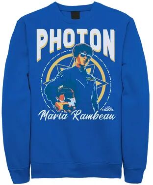 Marvel Men's Marvel Captain Marvel Maria Photon Portrait Sweatshirt, Size: XXL, Med Blue