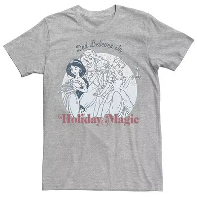 Disney Men's Disney Princesses Dad Believes Holiday Magic Tee, Size: Medium, Grey