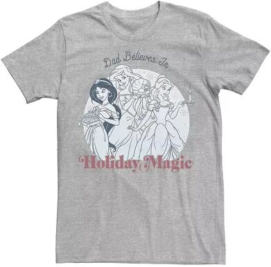 Disney Men's Disney Princesses Dad Believes Holiday Magic Tee, Size: Large, Grey