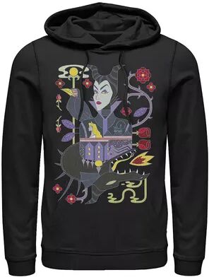 Disney Men's Disney Sleeping Beauty Maleficent Playing Card Hoodie, Size: Large, Black