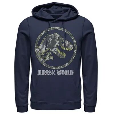 Licensed Character Men's Jurassic World Camouflage Yellow Outline Fossil Coin Logo Hoodie, Size: XXL, Blue