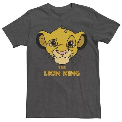 Men's Disney The Lion King Young Simba Face Tee, Size: Large, Dark Grey
