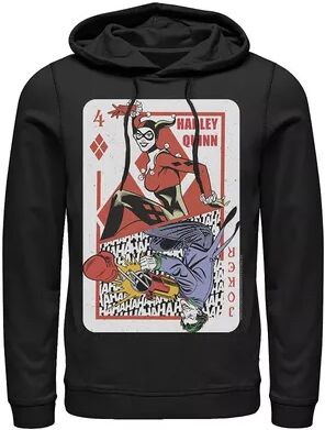 DC Comics Mens DC Comics Harley Quinn Joker Playing Card Hoodie, Men's, Size: XXL, Black