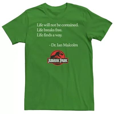 Licensed Character Men's Jurassic Park Life Finds A Way Quote Tee, Size: XL, Med Green