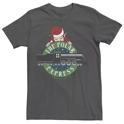 Licensed Character Men's The Polar Express Elf Train Logo Tee, Size: Small, Grey