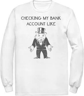 Licensed Character Men's Monopoly Checking My Bank Account Like Tee, Size: XL, White