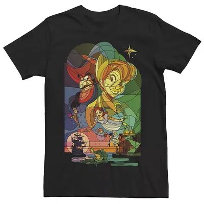 Men's Disney Peter Pan Captain Hook Stained Glass Tee, Size: XS, Black