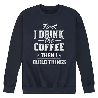 Licensed Character Men's First Drink Coffee Sweatshirt, Size: Large, Blue