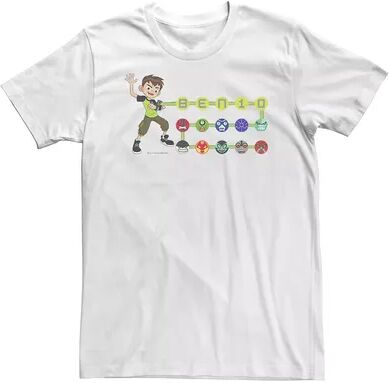 Licensed Character Big & Tall Cartoon Network Ben 10 Omnitrix Alien Icons Tee, Men's, Size: XL Tall, White