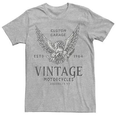 Licensed Character Men's Vintage Motorcycles Brooklyn, NY Custom Garage Tee, Size: Medium, Med Grey