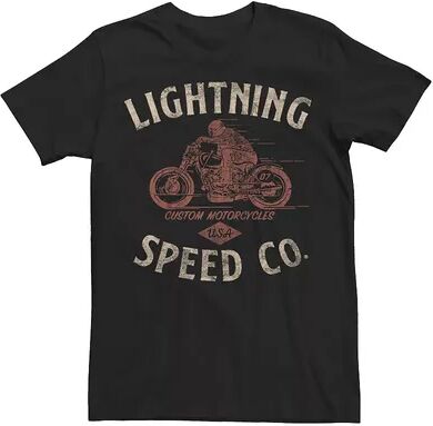 Licensed Character Men's Lightning Speed Co. Custom Motorcycles USA Label Tee, Size: Small, Black