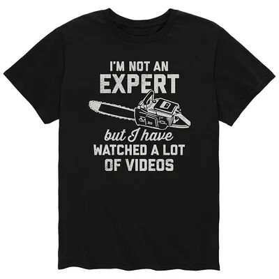 Licensed Character Men's Not An Expert Videos Chainsaw Tee, Size: XL, Black