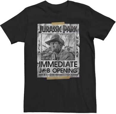 Licensed Character Big & Tall Jurassic Park Clever Job Opening Poster Tee, Men's, Size: XL Tall, Black