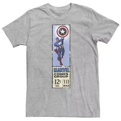 Marvel Big & Tall Marvel Captain America Comics Group Vintage Ticket Label Tee, Men's, Size: 5XL, Med Grey