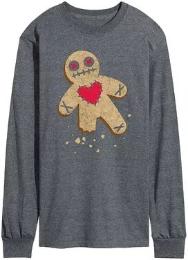 Licensed Character Men's Voodoo Doll Cookie Long Sleeve Tee, Size: Large, Dark Grey