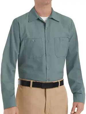 Red Kap Big & Tall Red Kap Classic-Fit Industrial Button-Down Work Shirt, Men's, Size: Large Tall, Green