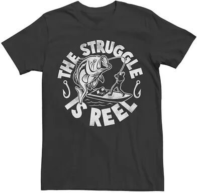 Licensed Character Men's The Struggle Is Reel Fishing Humor Graphic Tee, Size: XXL, Black