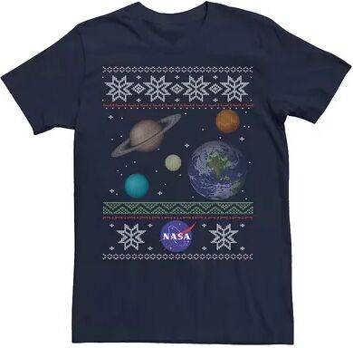 Licensed Character Men's NASA Solar System Ugly Christmas Sweater Tee, Size: Small, Blue