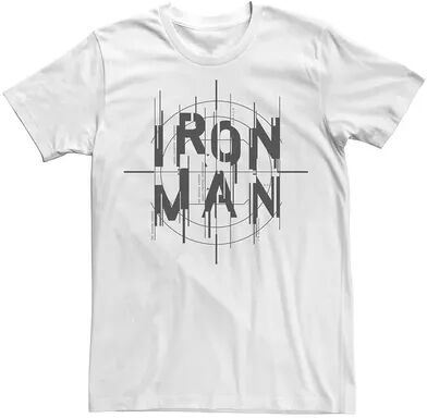 Marvel Men's Marvel Iron Man Cross Hair Distorted Logo Graphic Tee, Size: Large, White