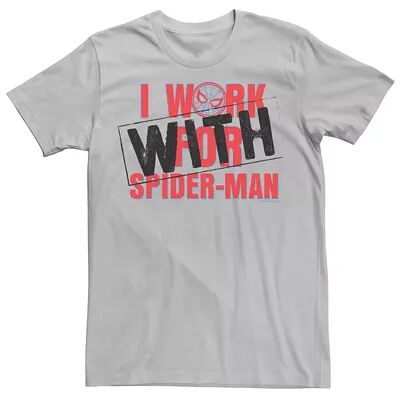 Marvel Men's Marvel Spider-Man Far From Home I Work With Spider-Man Graphic Tee, Size: Large, Silver