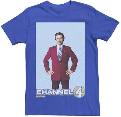 Licensed Character Men's Anchorman Ron Burgundy Channel 4 Portrait Tee, Size: XL, Med Blue