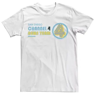 Licensed Character Men's Anchorman Ron Burgundy Channel 4 Tee, Size: Large, White